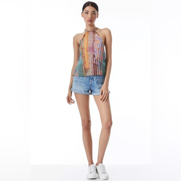 Alice & Olivia - Alycia Chain Neck Pleated Top - Size XL​​ - Picture 2 of 4